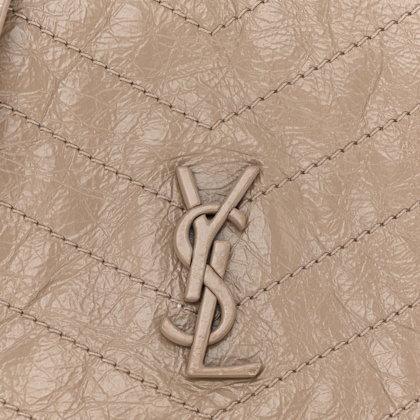 Crinkled Calfskin Matelasse Monogram Niki Chain Wallet Dusty Grey