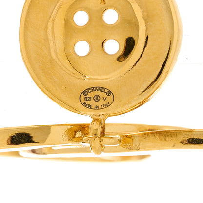 Chanel Metal Large Paris Button Earrings Gold 4 of 5