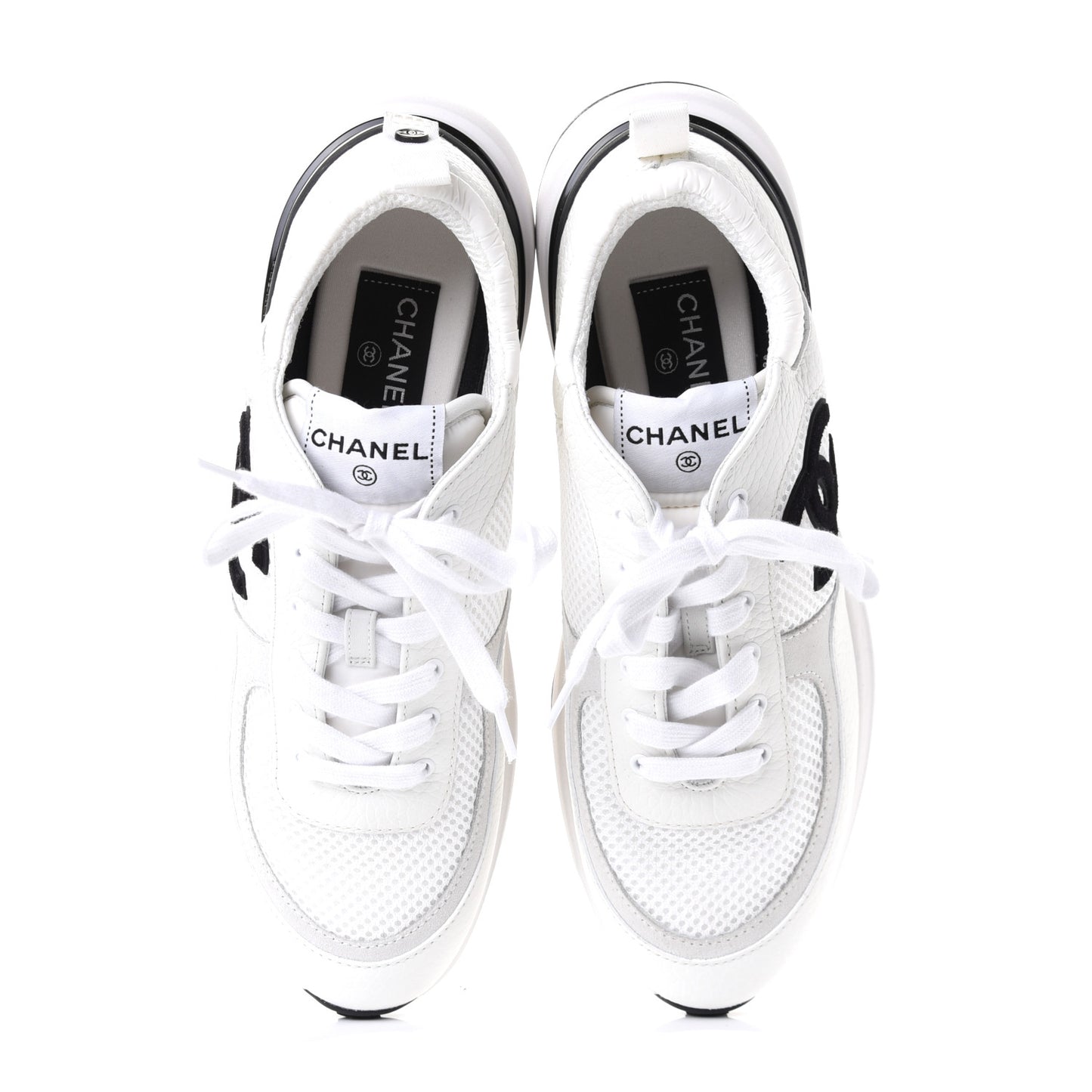 Calfskin Mesh Lycra Suede Womens Logo Sneakers 37.5 White