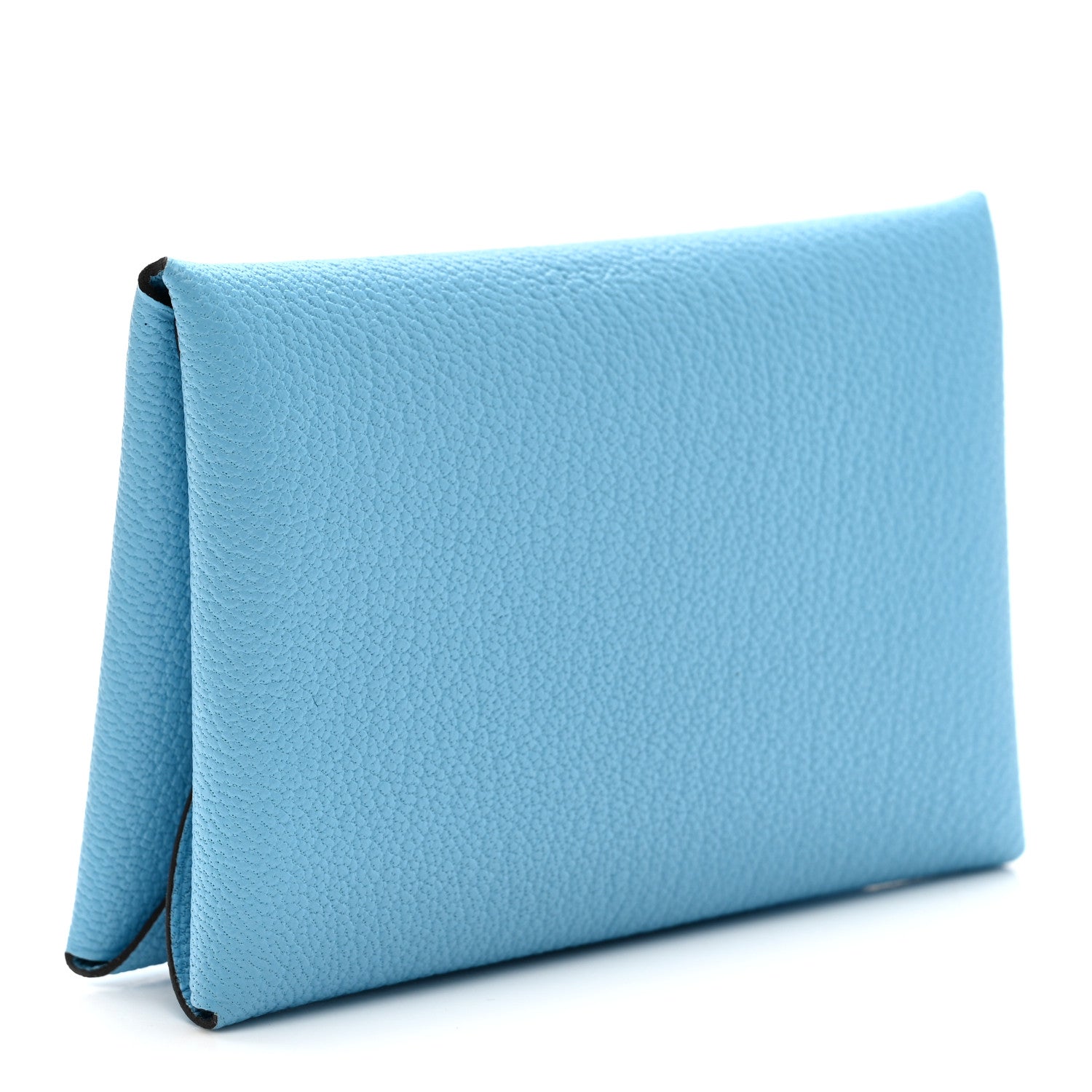 Hermes Chevre Mysore Duo Calvi Card Case Celeste 3 of 7
