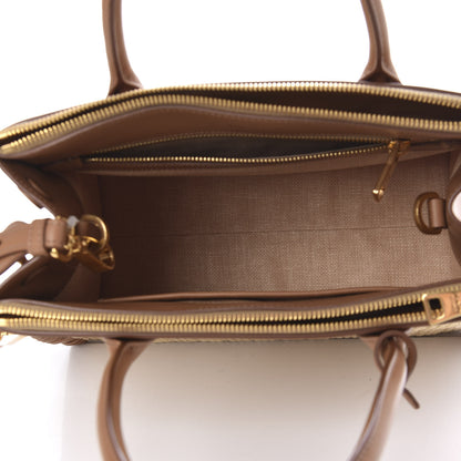 Prada Raffia City Calfskin Whipstitch Medium Paradigme Bag Naturale Caramel 5 of 10