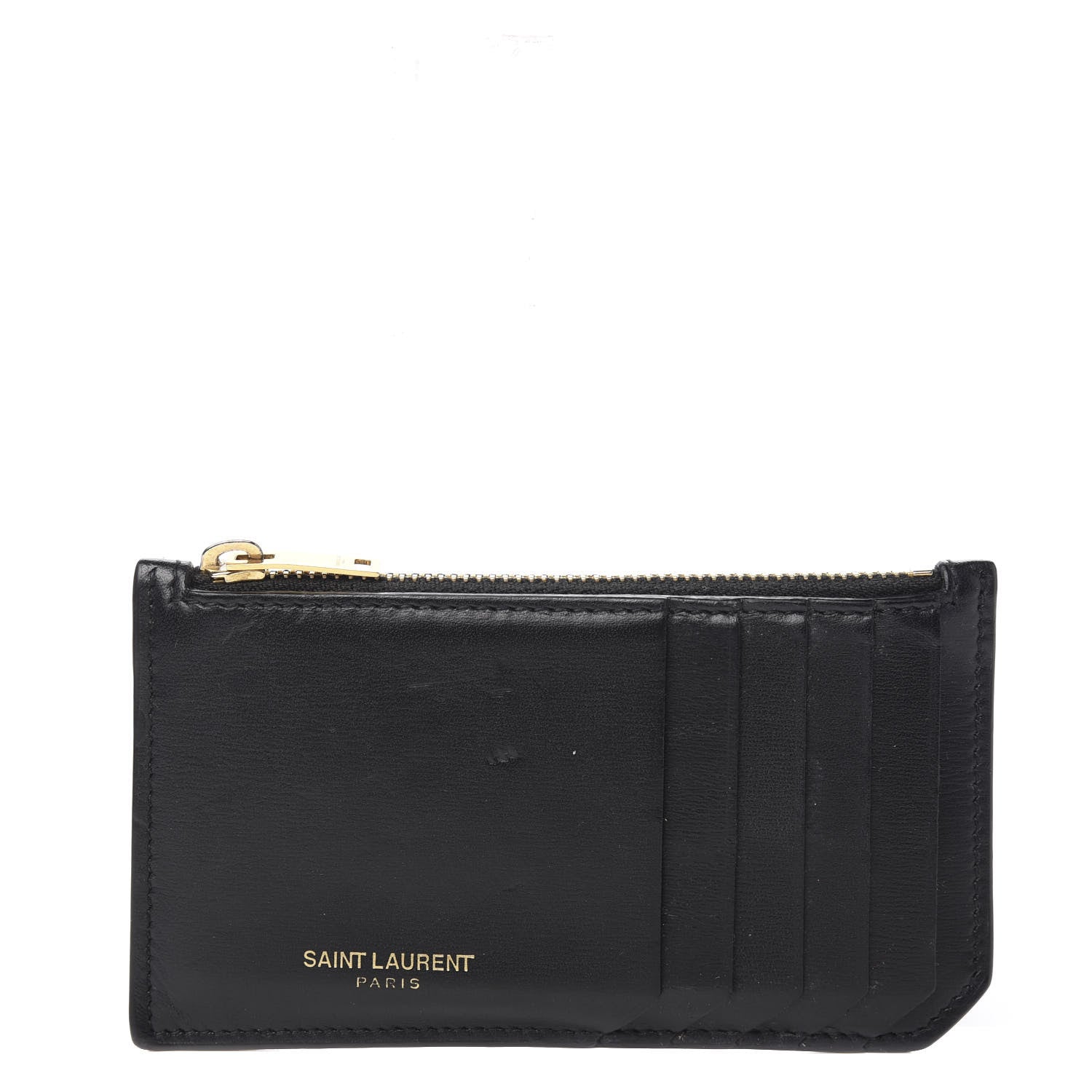 Saint Laurent Calfskin 5 Fragments Zip Pouch Card Holder Black 1 of 7
