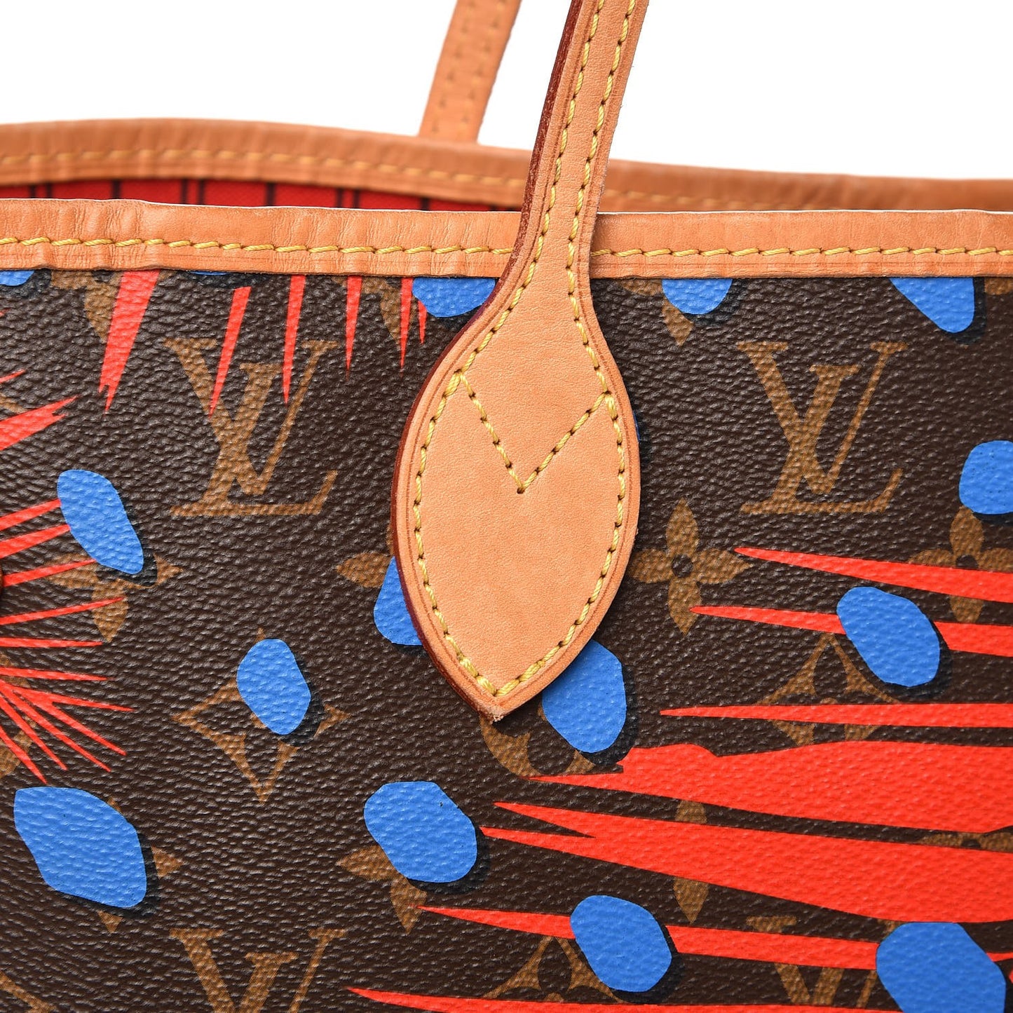 Monogram Jungle Dots Neo Neverfull MM Coquelicot Denim