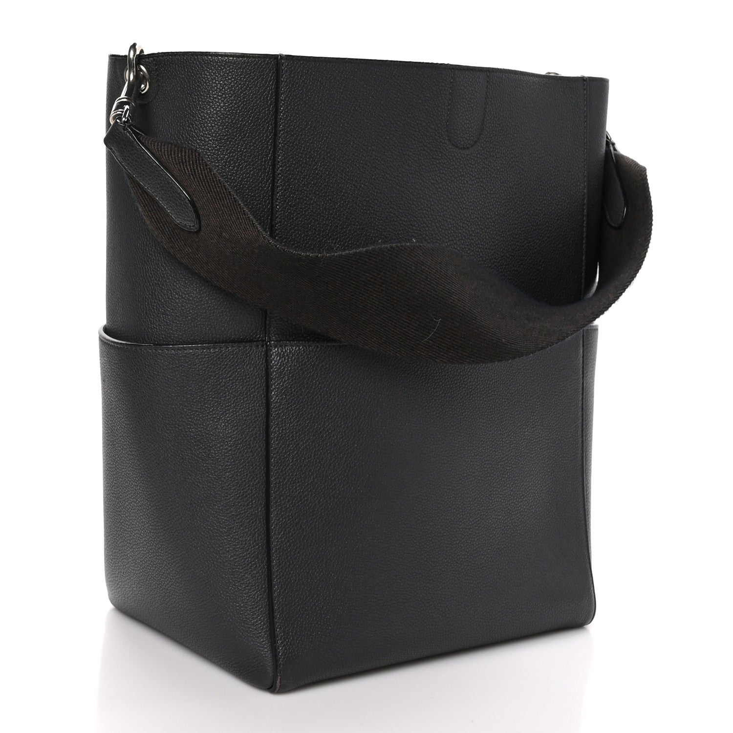Celine Soft Grained Calfskin Sangle Bucket Bag Black 3 of 11
