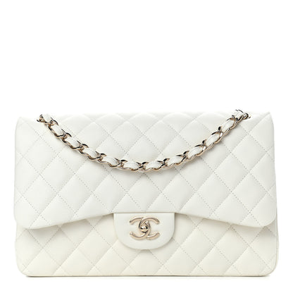 Chanel Caviar Quilted Jumbo Double Flap White 1 of 4