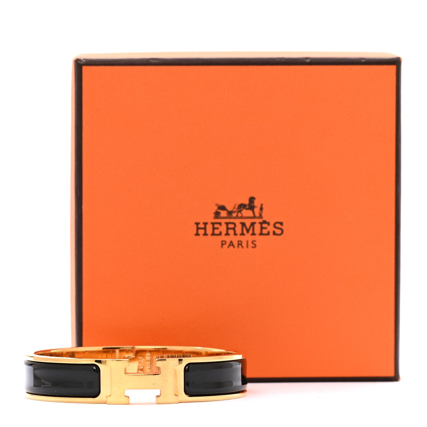 Enamel Narrow Clic Clac H Bracelet PM Black