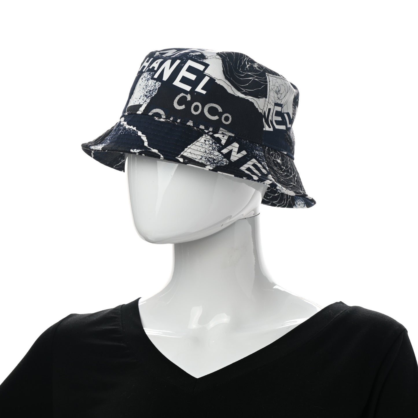 Cotton Coco Print Bucket Hat M Navy Black White