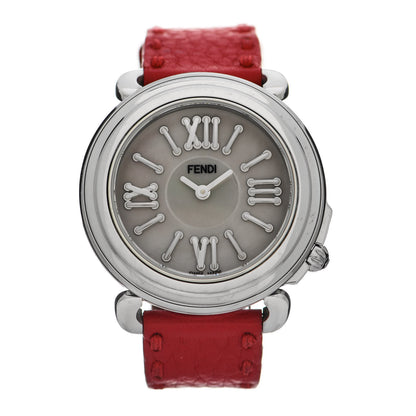 Fendi Stainless Steel Calfskin Mother of Pearl 37mm Selleria Quartz Watch Red 1 of 8