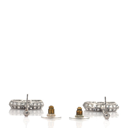 Chanel Baguette Crystal CC Drop Earrings Silver 3 of 4