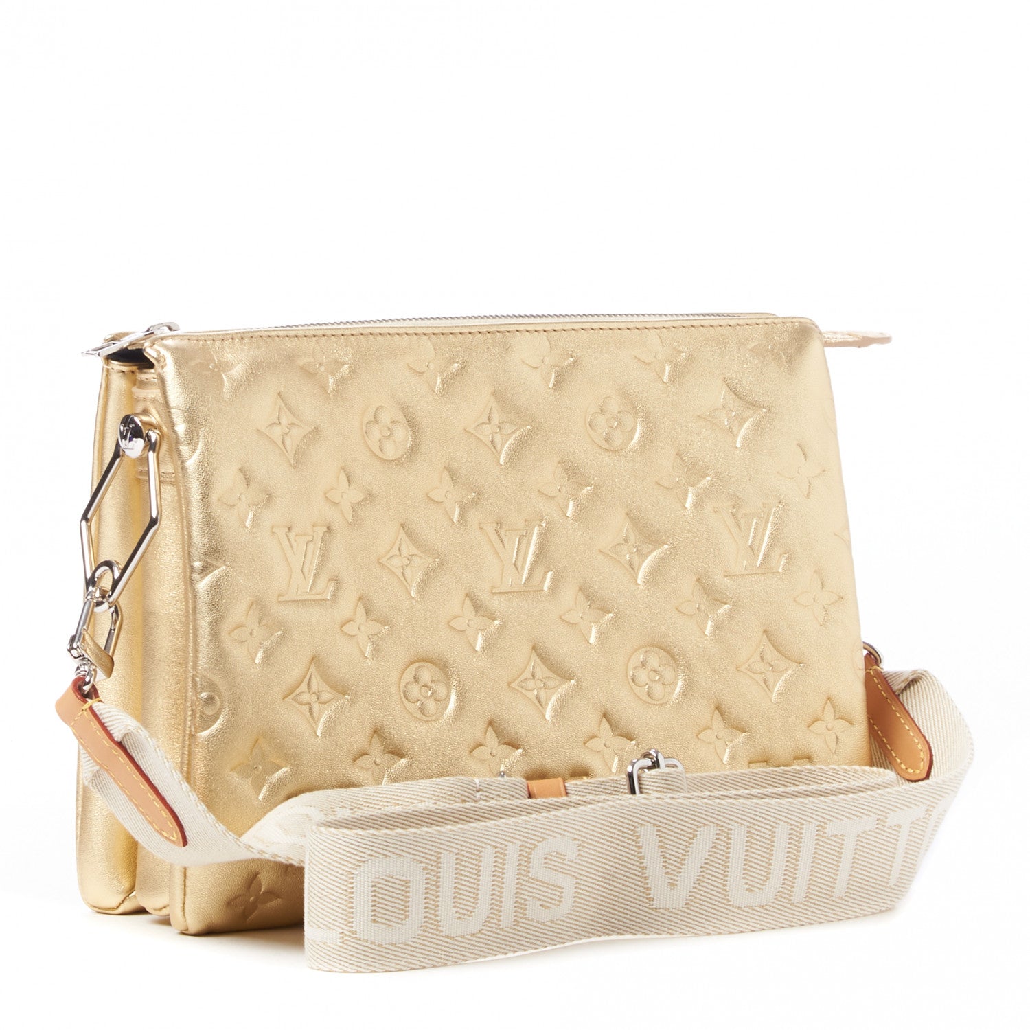 Louis Vuitton Lambskin Embossed Monogram Coussin PM Gold 3 of 9