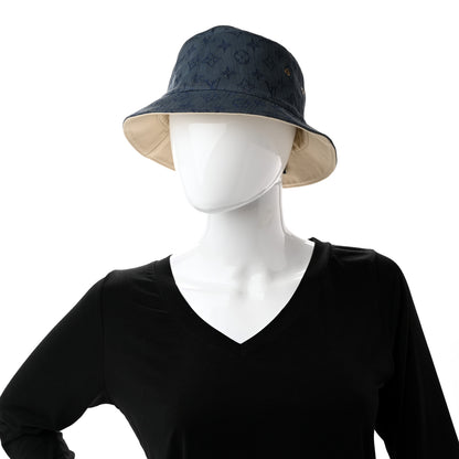 Louis Vuitton Monogram Denim Reversible Bucket Hat M Blue 3 of 16