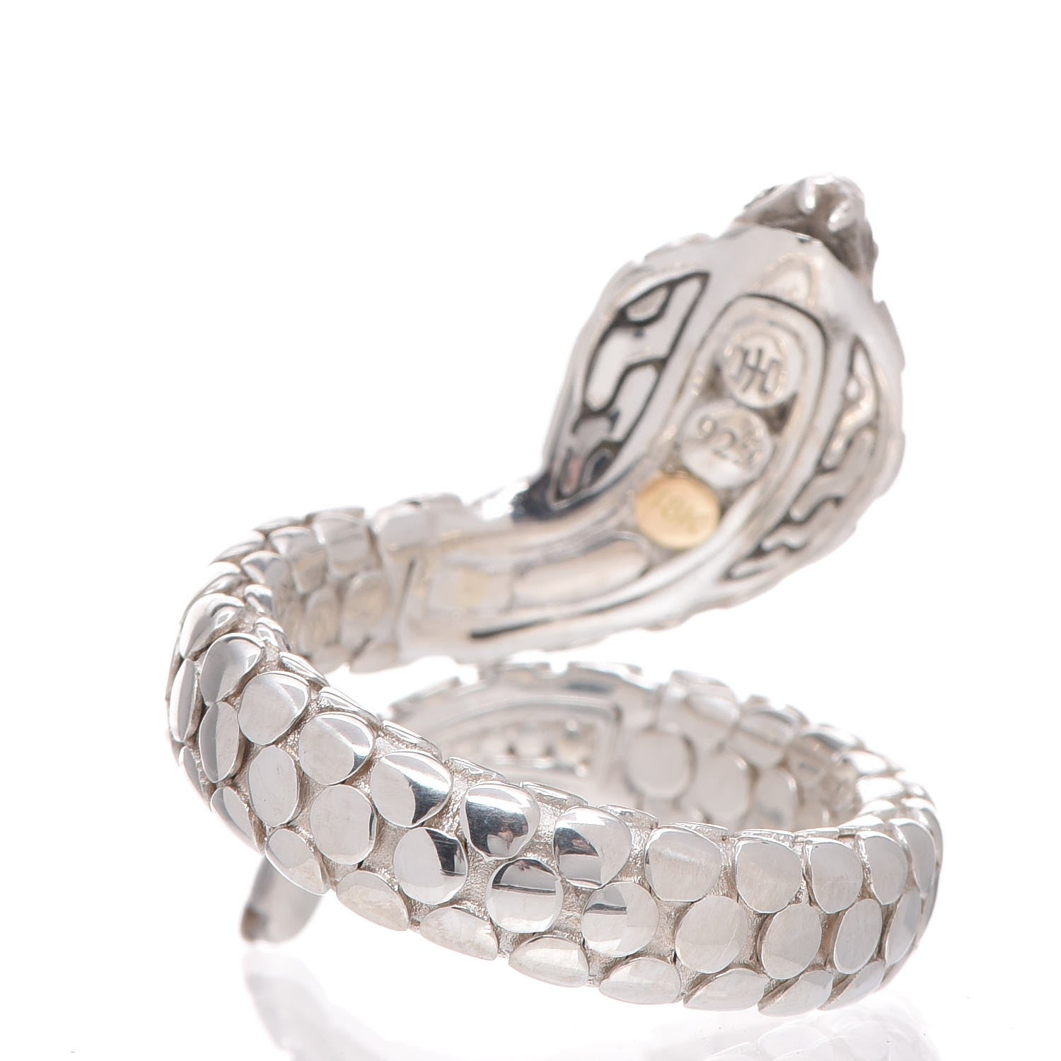 John Hardy Sterling Silver 18K Yellow Gold Cobra Coil Ring 54 7 4 of 5