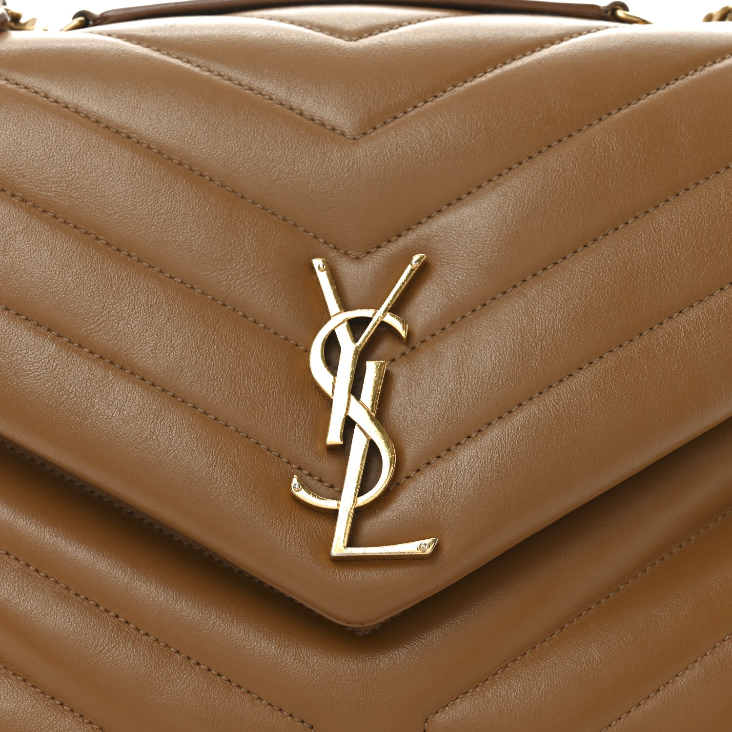 Saint Laurent Calfskin Y Quilted Monogram Medium Loulou Chain Satchel Dark Natural 8 of 10