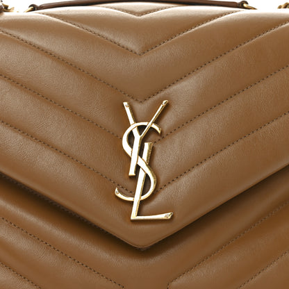 Saint Laurent Calfskin Y Quilted Monogram Medium Loulou Chain Satchel Dark Natural 8 of 10