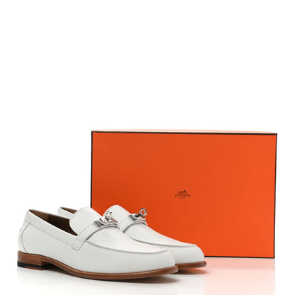 Hermes Calfskin Womens Destin Loafer 39 White 9 of 9