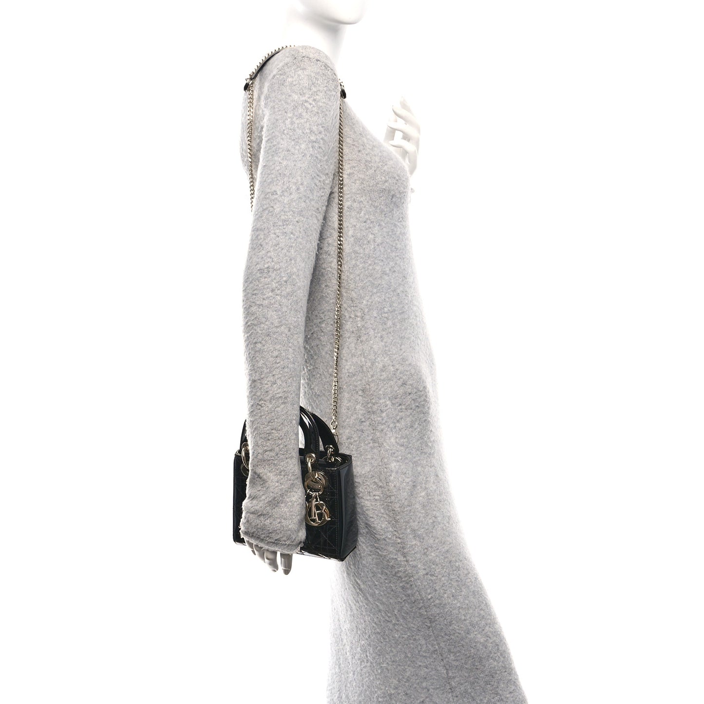 Patent Cannage Mini Lady Dior Black