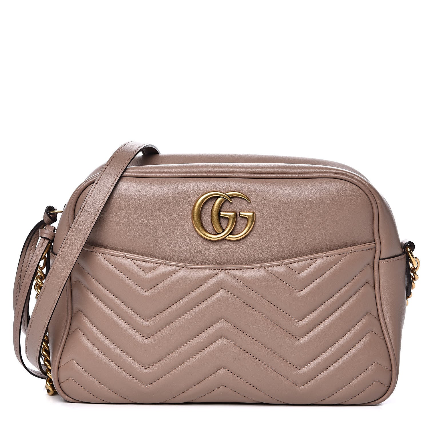 Gucci Calfskin Matelasse Medium GG Marmont Chain Shoulder Bag Porcelain Rose 1 of 10
