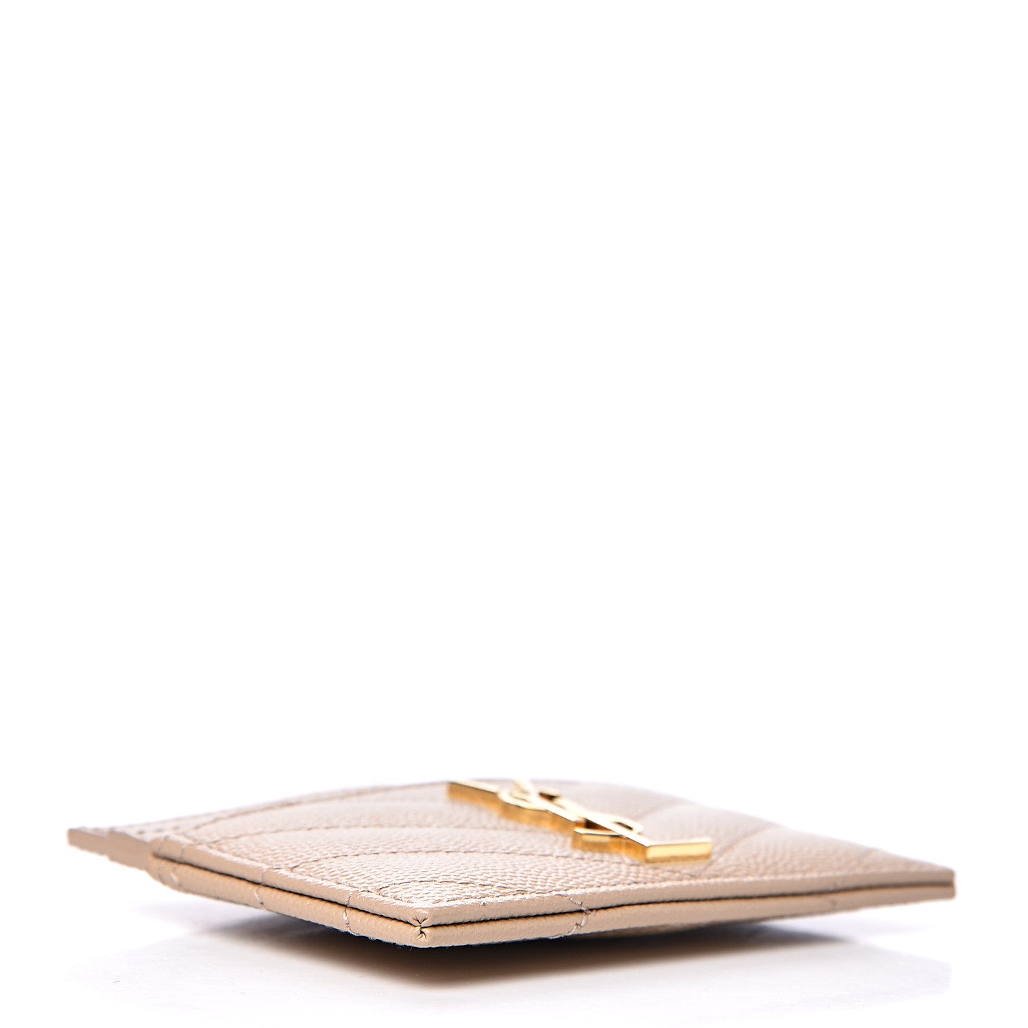 Saint Laurent Grain De Poudre Matelasse Chevron Monogram Credit Card Case Nude Powder 3 of 7