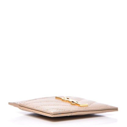 Saint Laurent Grain De Poudre Matelasse Chevron Monogram Credit Card Case Nude Powder 3 of 7