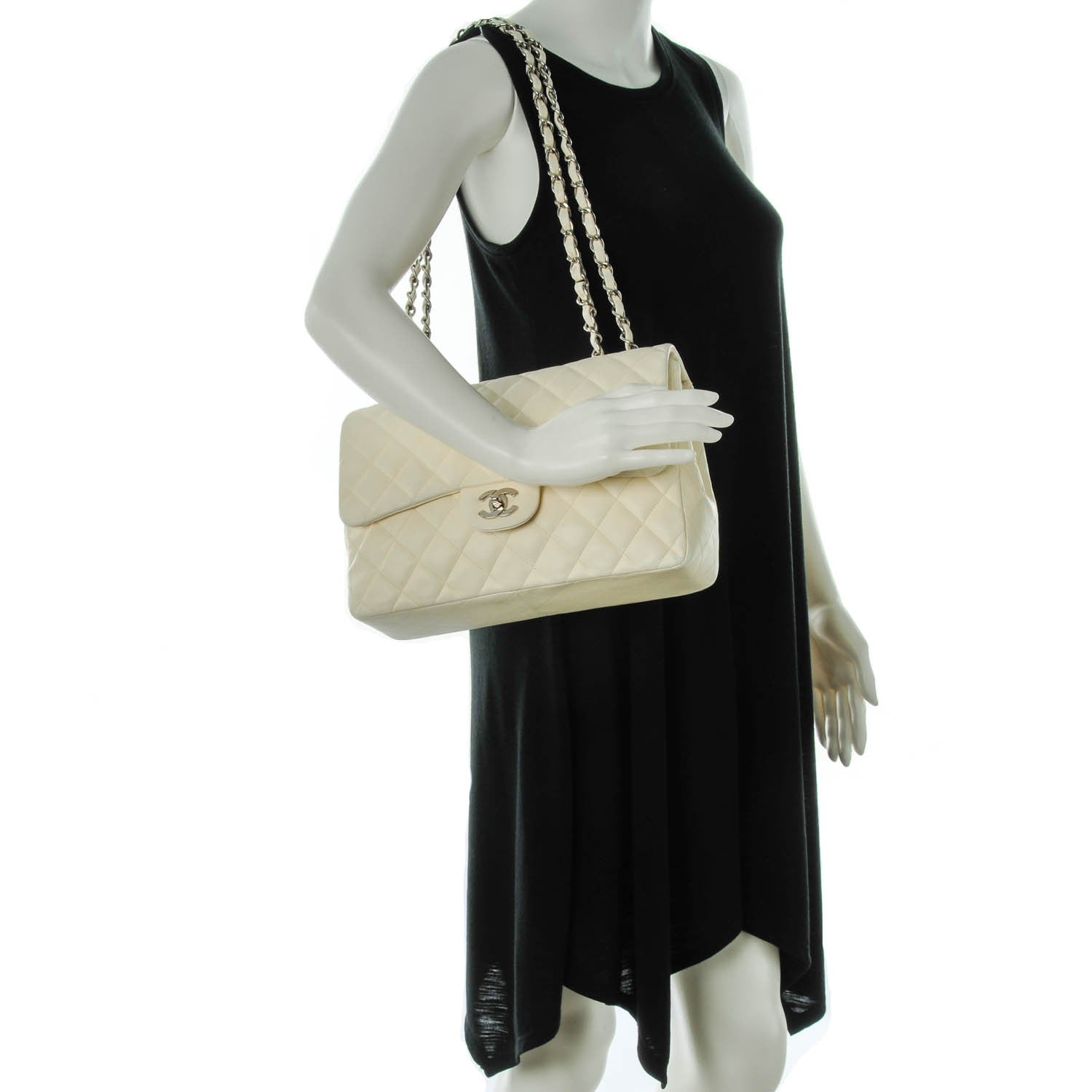 Chanel Lambskin Quilted Jumbo Single Flap White 2 of 10