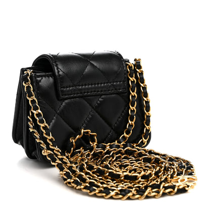 Chanel Lambskin Quilted Mini Accordion Clutch With Chain Black 3 of 11