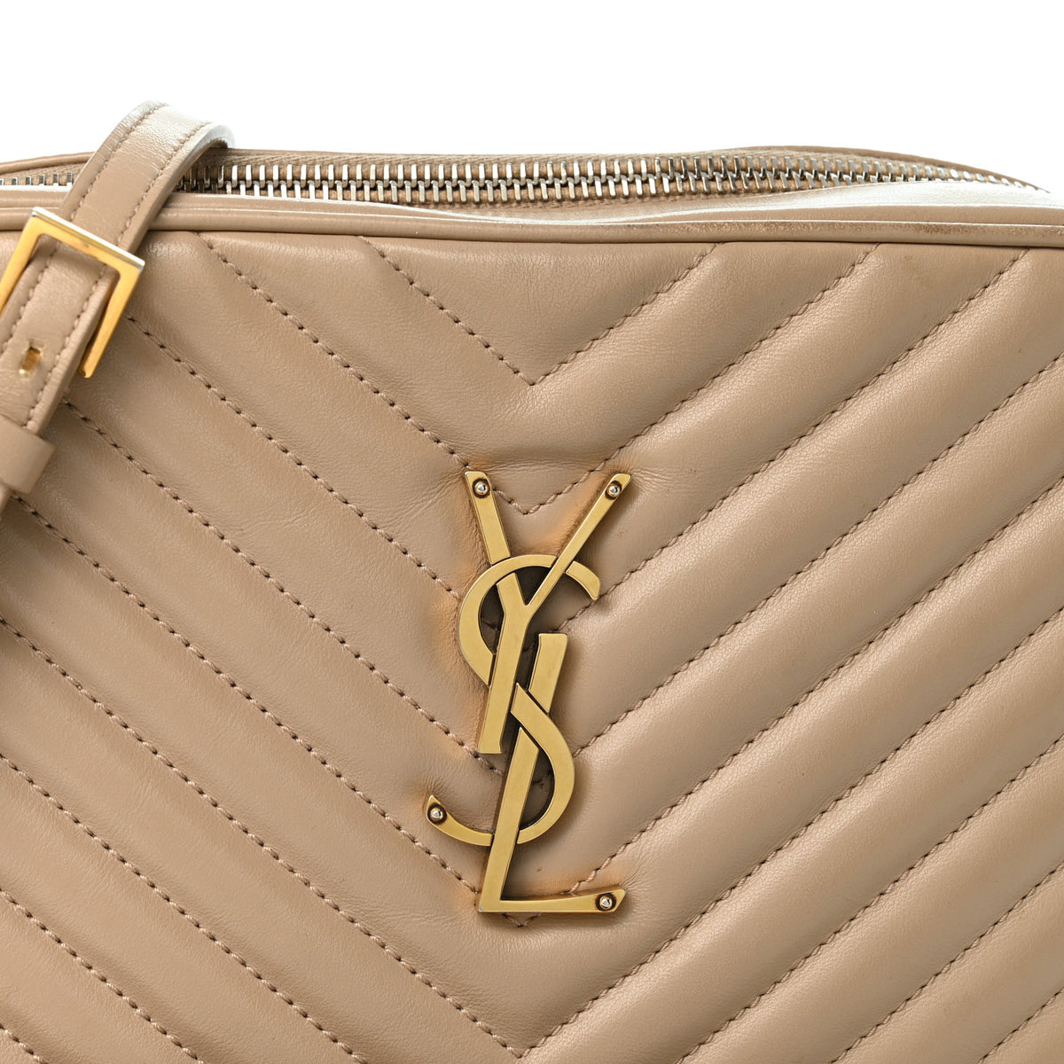 Saint Laurent Calfskin Matelasse Monogram Lou Camera Bag Dark Beige 8 of 12