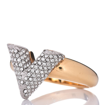 Louis Vuitton Crystal Essential V Strass Ring M Silver Gold 3 of 6