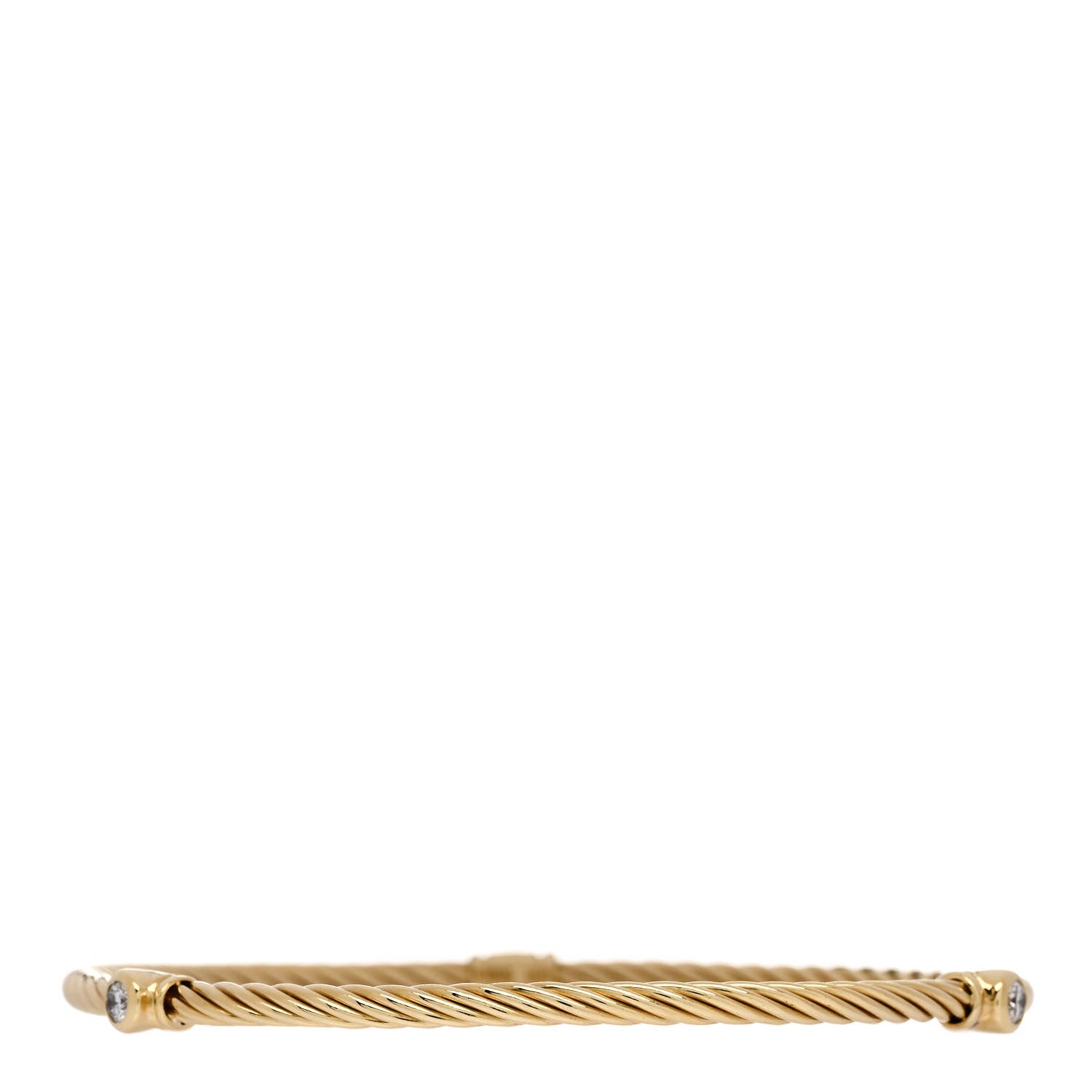 David Yurman 18K Yellow Gold Diamond 3mm Three Station Bracelet 2 of 3