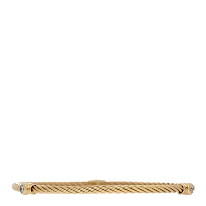 David Yurman 18K Yellow Gold Diamond 3mm Three Station Bracelet 2 of 3