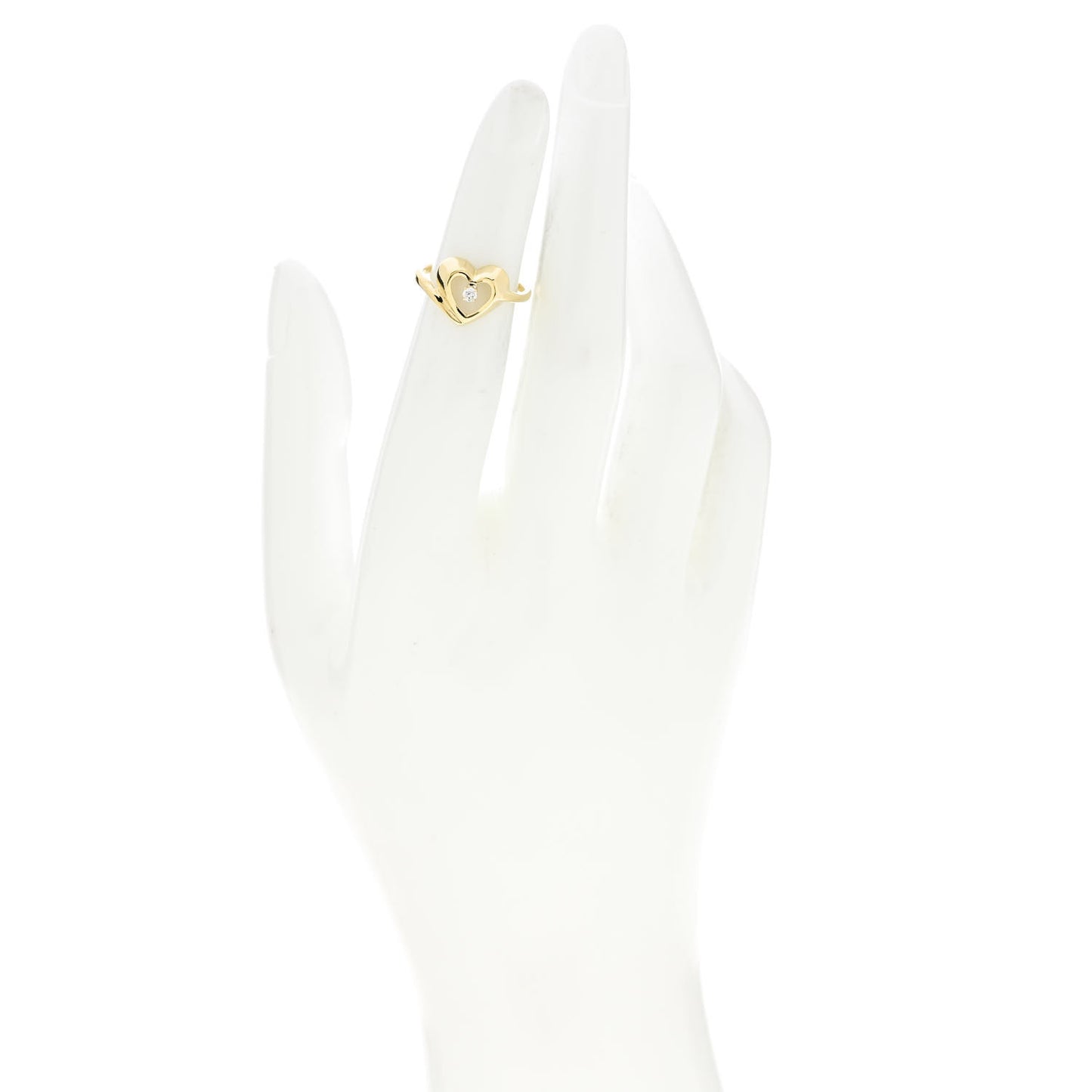 18K Yellow Gold Diamond Open Heart Ring 48 4.5