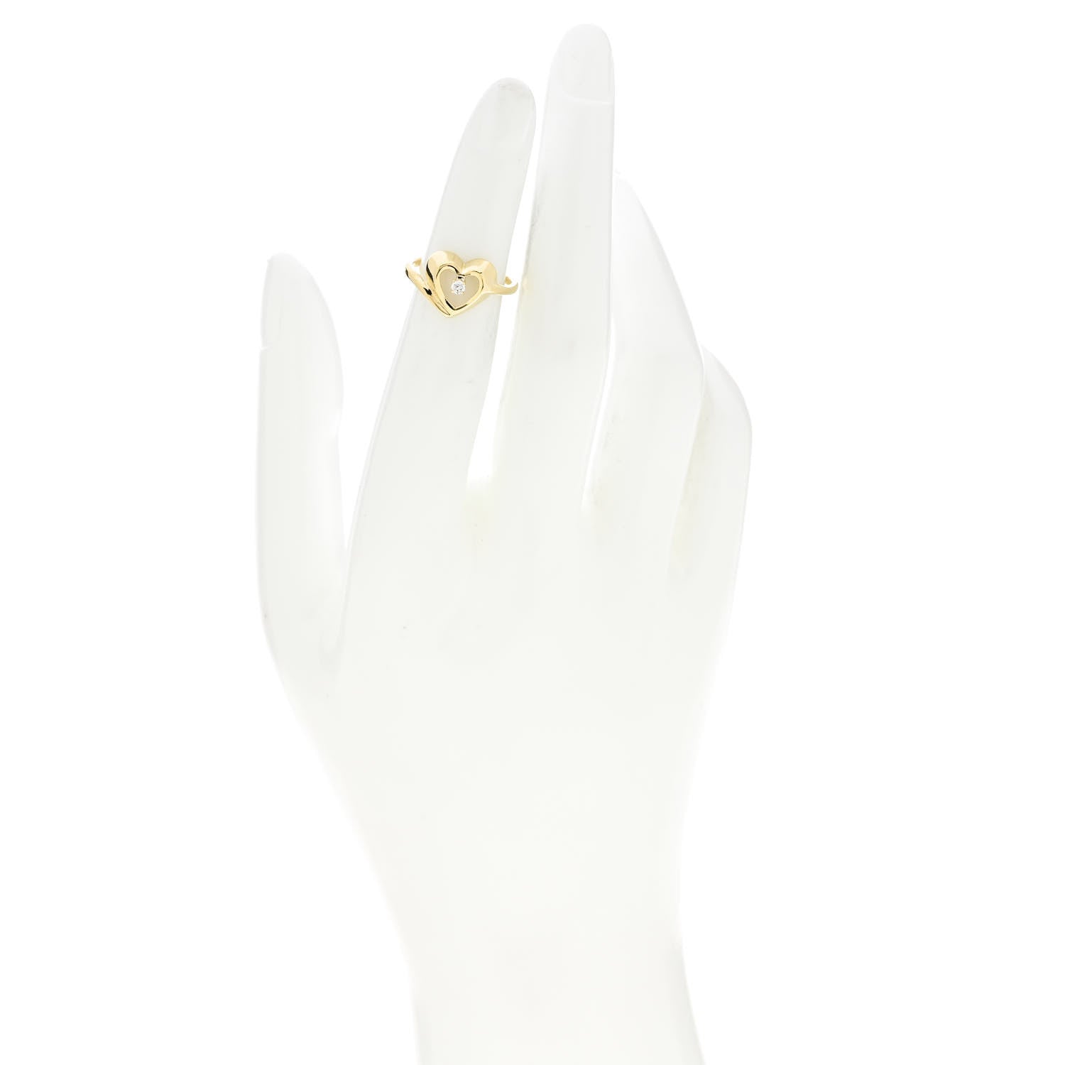 Tiffany 18K Yellow Gold Diamond Open Heart Ring 48 4.5 2 of 4