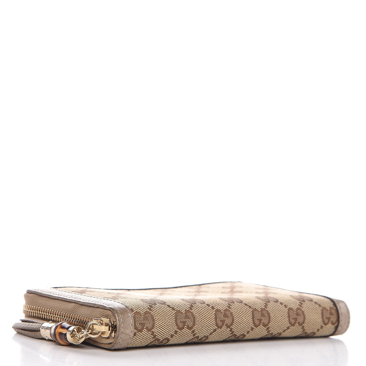 Gucci Monogram Bamboo Tassel Zip Around Wallet Gold 4 of 9