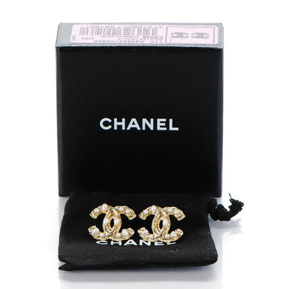 Chanel Pearl CC Earrings Light Gold 5 of 5