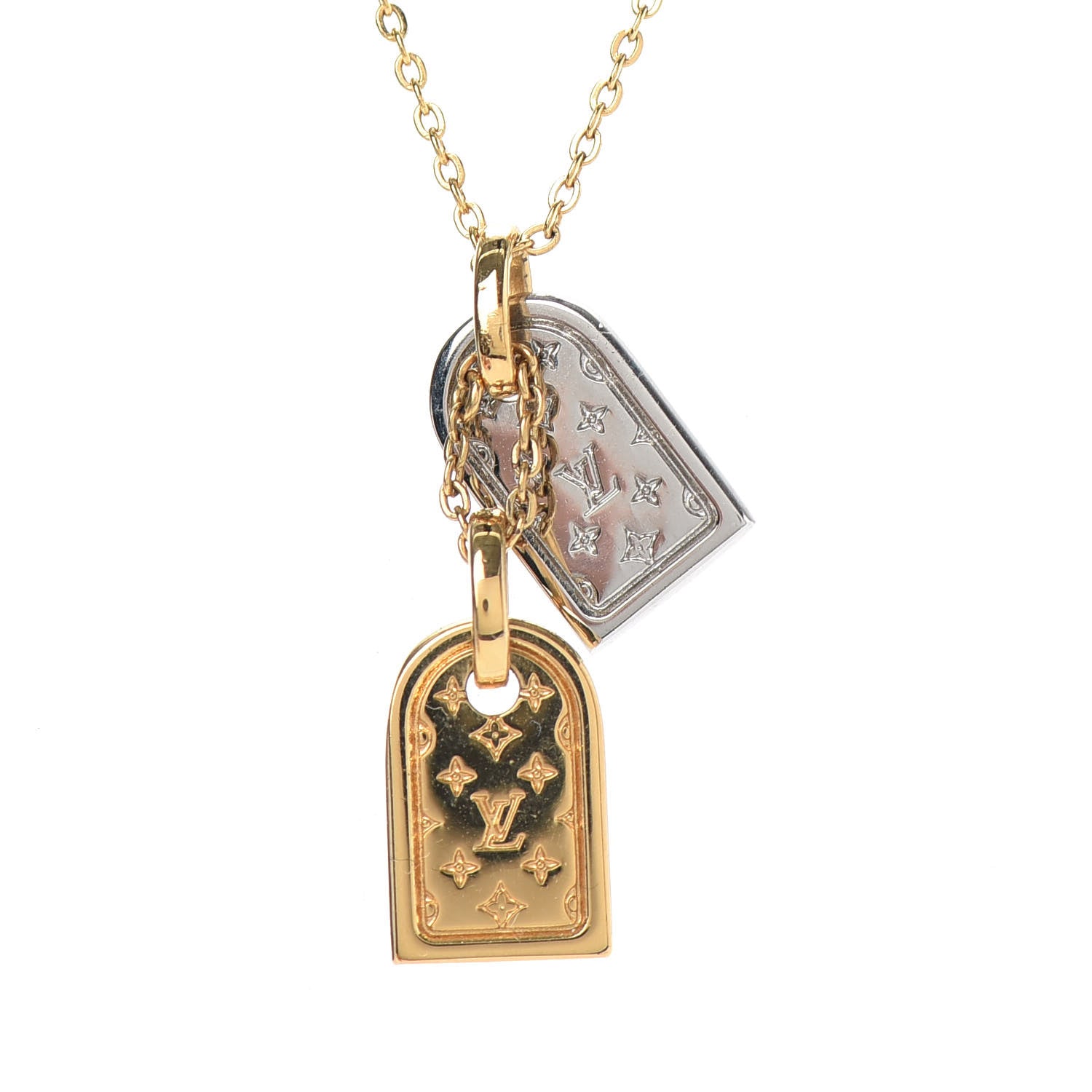 Louis Vuitton Nanogram Name Tag Necklace Gold 4 of 6