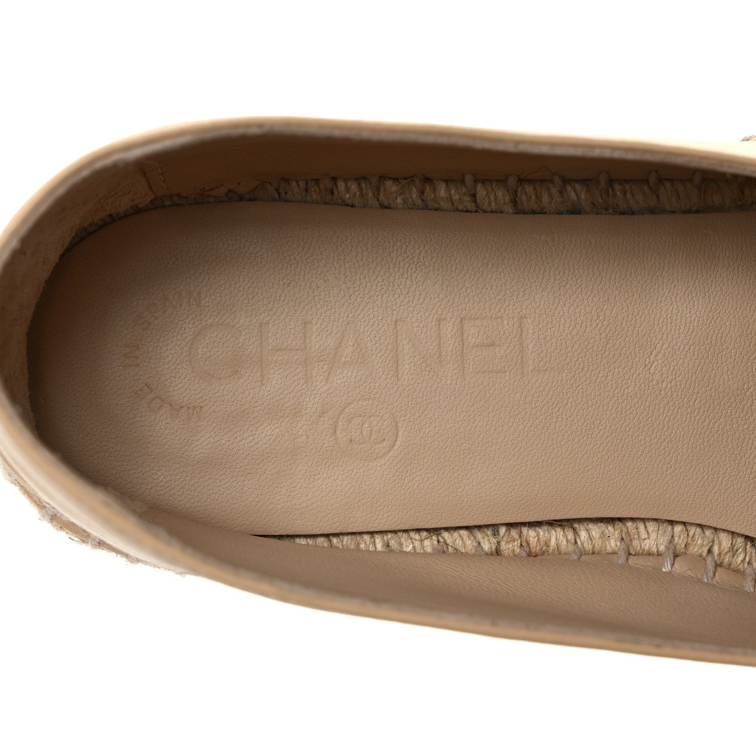 Chanel Lambskin CC Espadrilles 38 Beige Black 7 of 9