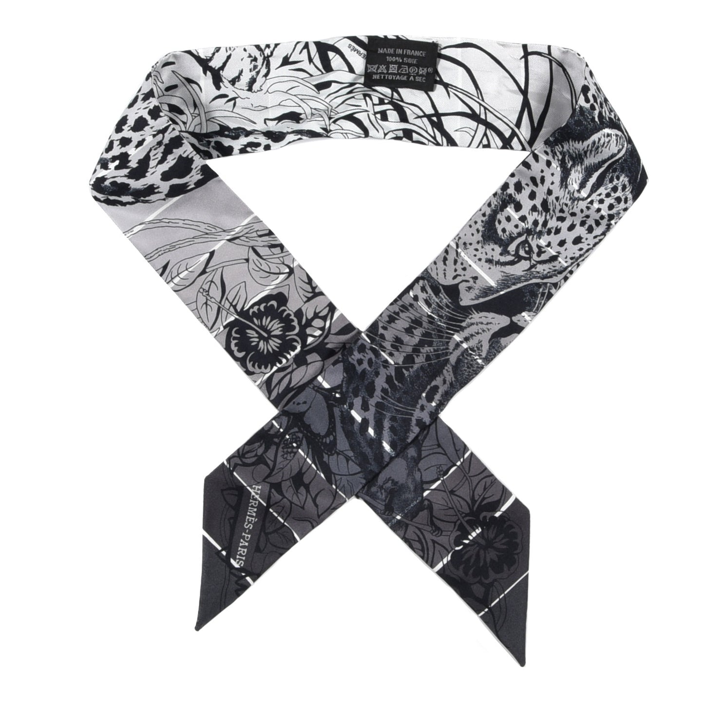 Silk Jungle Love Rainbow Twilly Gris Black White