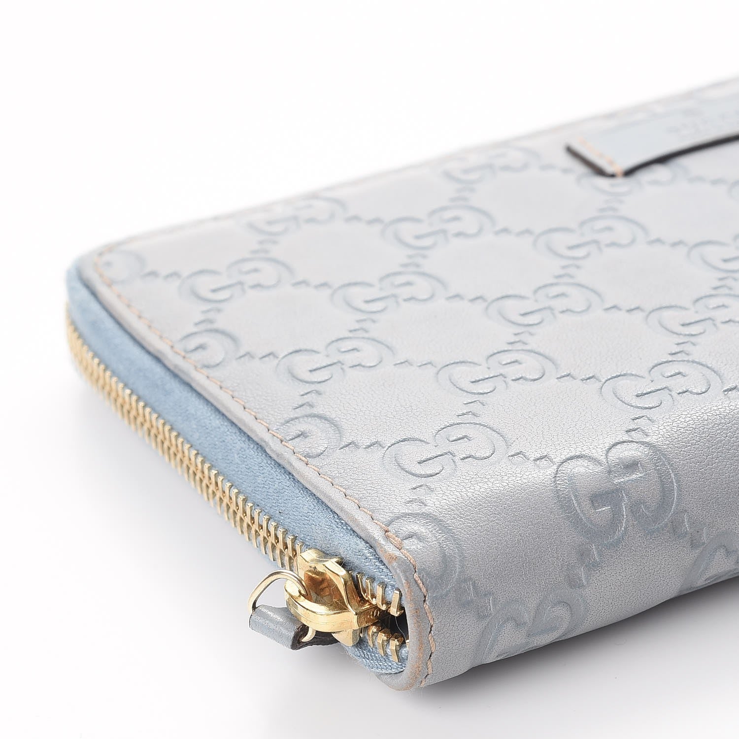 Gucci Guccissima Joy Zip Around Organizer Wallet Light Blue 8 of 13