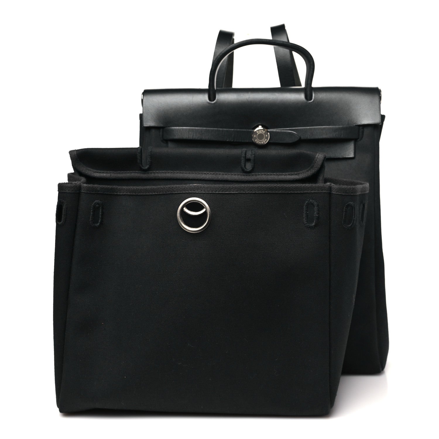 Hermes Toile Vache Calfskin Herbag 30 PM Backpack Black 3 of 10