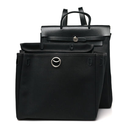 Hermes Toile Vache Calfskin Herbag 30 PM Backpack Black 3 of 10