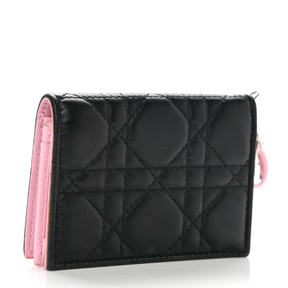 Christian Dior Lambskin Cannage Bi-Color Small Lady Dior Flap Card Holder Black Pink 3 of 9
