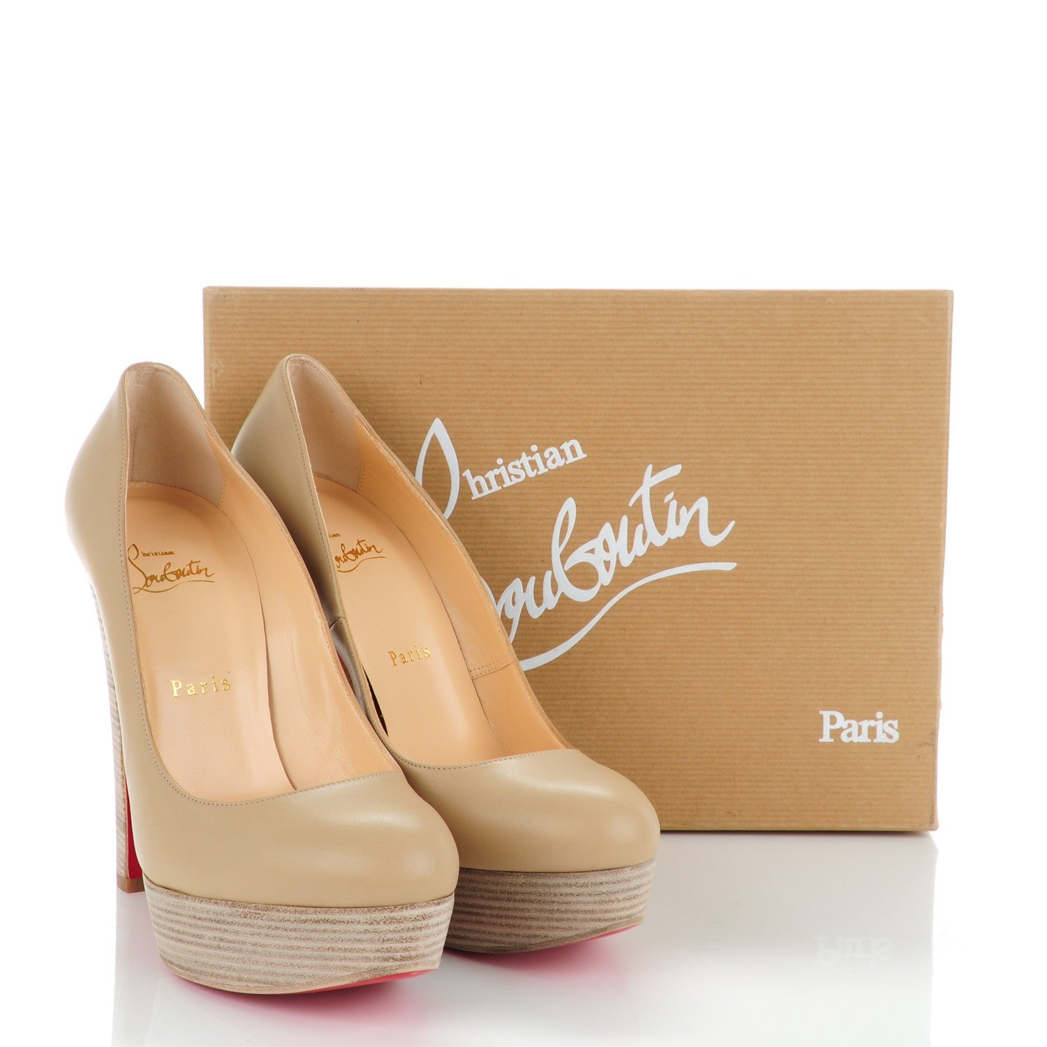 Christian Louboutin Calfskin Bibi 140 Pumps 39.5 Pomice Beige Grezzo 8 of 9