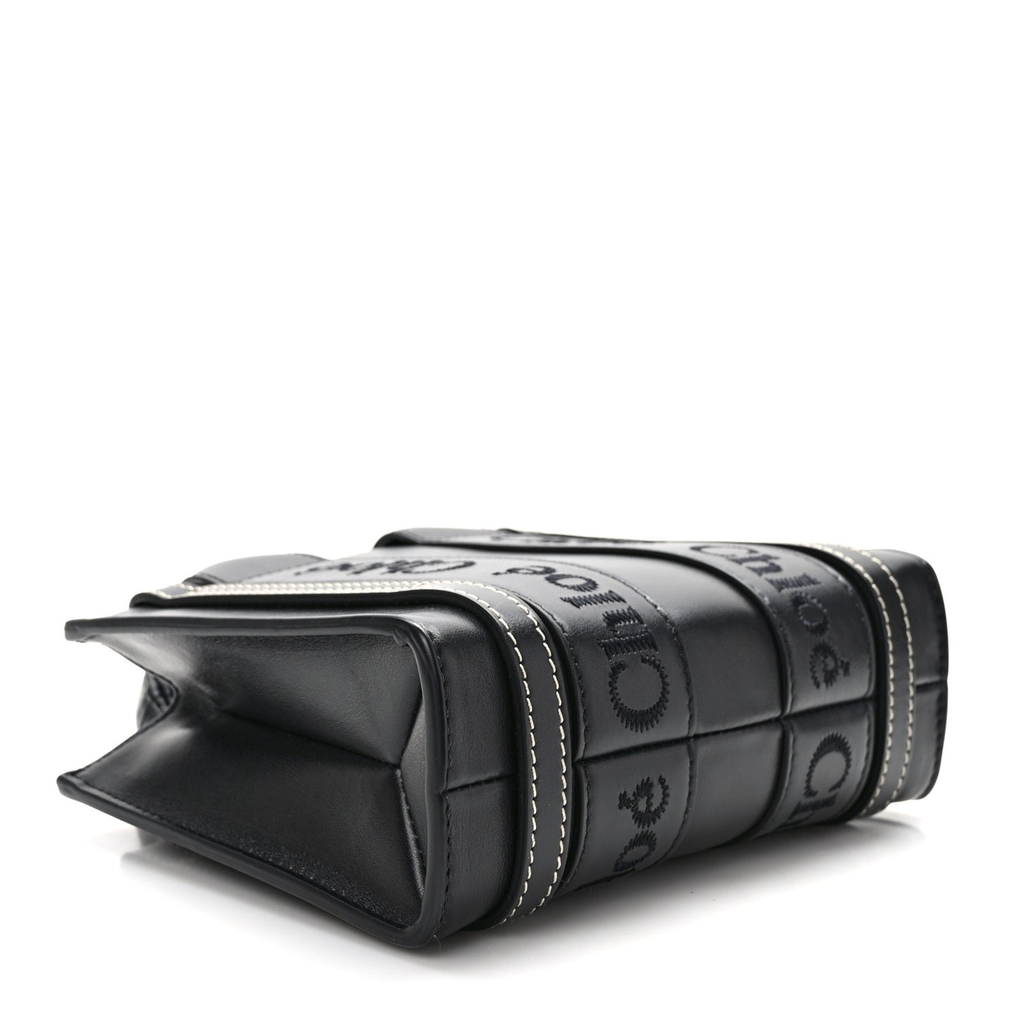 Calfskin Mini Woody Ribbon Tote Black