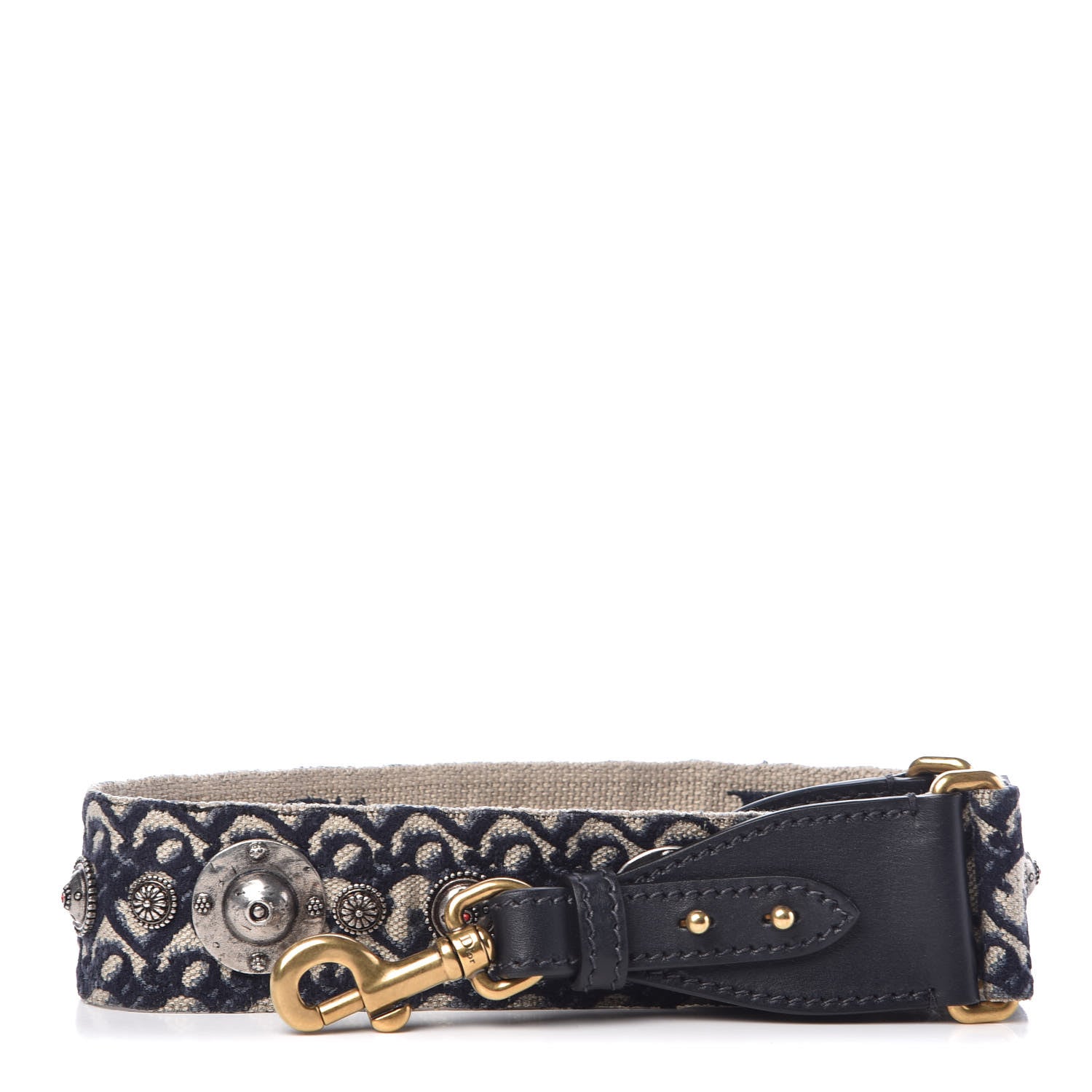 Christian Dior Oblique Studded Shoulder Strap Blue 1 of 3