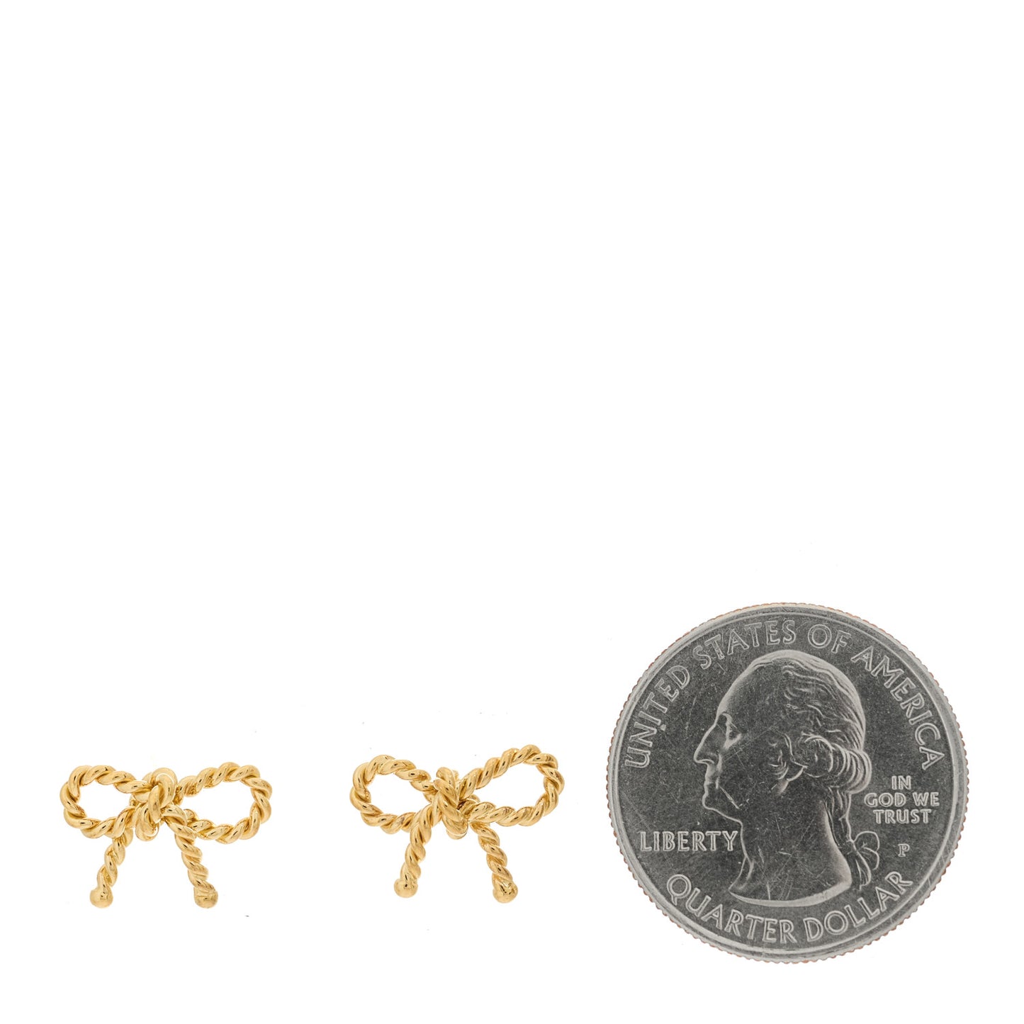 18K Yellow Gold Twist Bow Earrings