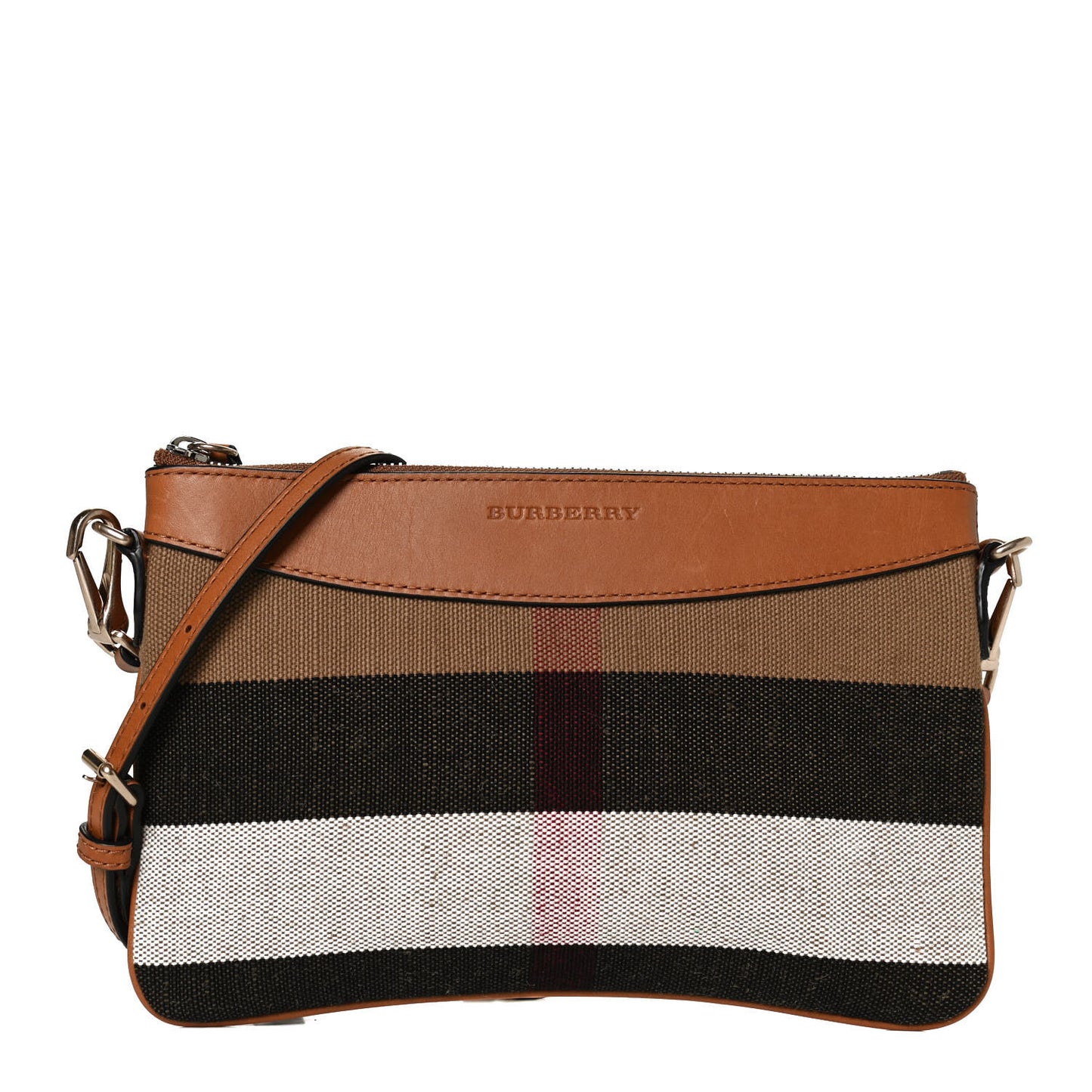 Mega Check Peyton Crossbody Clutch Bag Saddle Brown