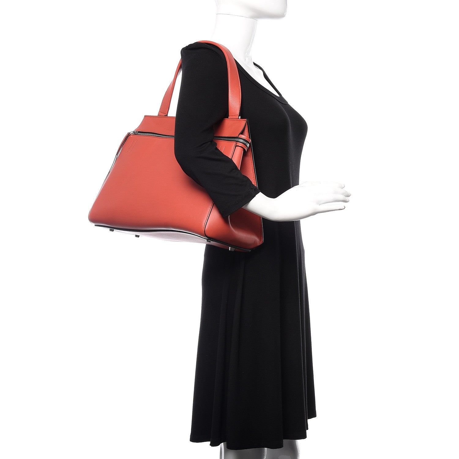 Celine Drummed Calfskin Medium Edge Shoulder Bag Terracotta 2 of 14