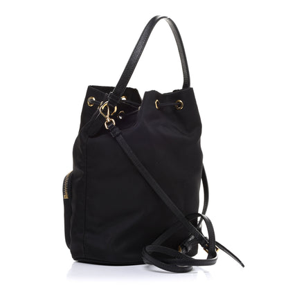 Prada Saffiano Tessuto Nylon Mini Bucket Crossbody Bag Black 3 of 14