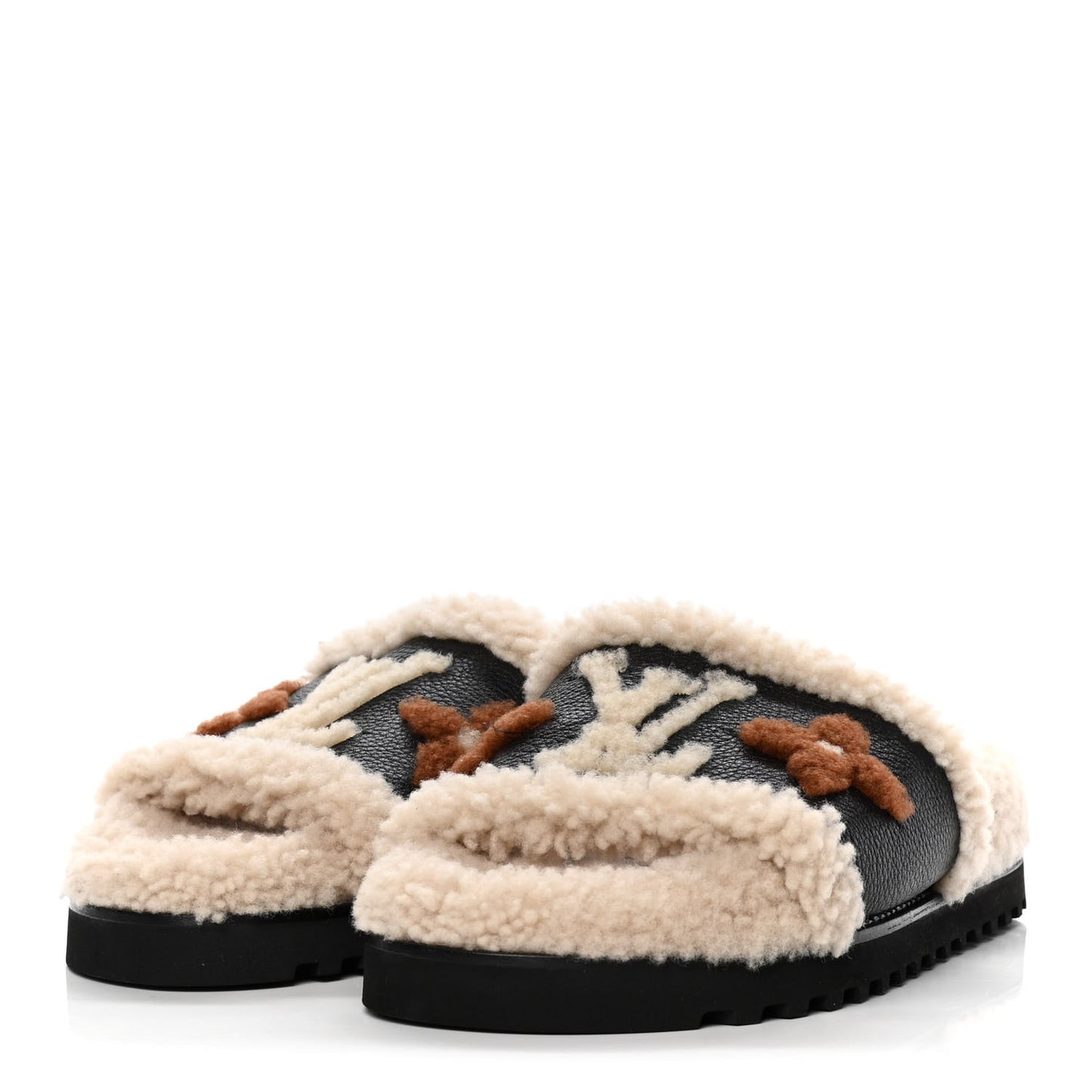 Shearling Calfskin Paseo Flat Comfort Mule 38 Beige