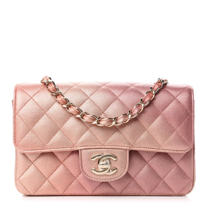 Chanel Metallic Lambskin Quilted Ombre Mini Rectangular Flap Pink 1 of 11