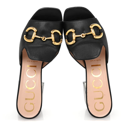 Gucci Nappa Horsebit 75mm Slide Sandals 37.5 Black 2 of 10